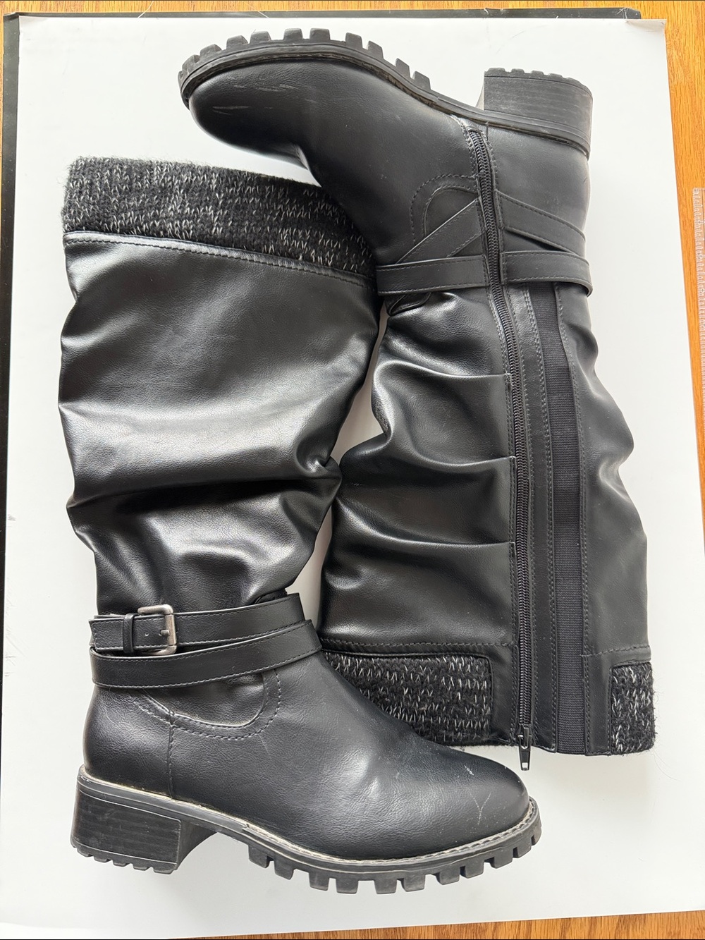 Maurice’s Women's Black Wide Mid-Calf Lug Sole Boots 7.5